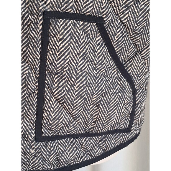 J.Crew Down Filled Vest Black Tan Herringbone 2 Way Zip Snap Pockets Size L Vest - Picture 4 of 10